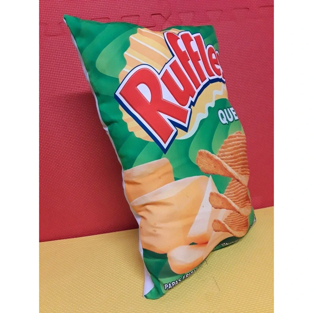 Lays Ruffles Queso Chip Snack Food Themed Pillow Novelty Home Decor 17'' Tall